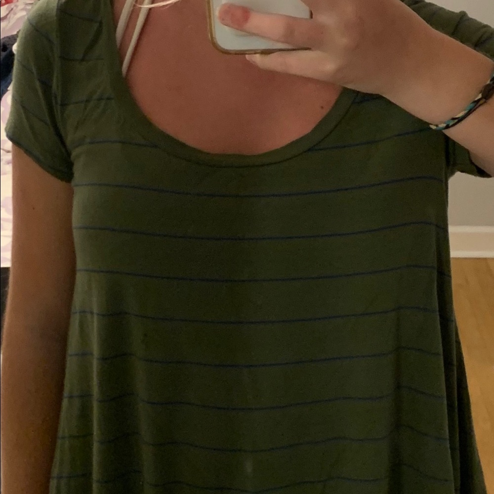 Green and blue stripped top